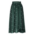 thumbnail image 4 of EINCcm Women's Elegant Polka Dot A-Line Skirt Boho Swing Pleated Linen Cotton Midi Long Skirt Elastic Waist Long Skirts, 4 of 6