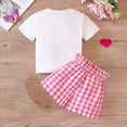 thumbnail image 6 of Mercatoo Girls Summer Outfit Letter Print T Shirt + Plaid Shorts Set Suitable For Kids 2 to 7 Baby Girls Casual Clothes, 6 of 9
