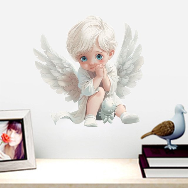 Ganfancp 11.8Inch Jesu Angel Baby Boy Wall Sticker Living Room Bedroom Outdoor Self-Adhesive Pvc Stickers Ofertas Flash 1* Pegatina Ángel
