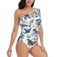 thumbnail image 3 of Goofa Underwater Animals 1 Pattern Women's One Piece Swimsuits Tummy Control Bathing Suits Asymmetric One Shoulder Swimwear-Large, 3 of 6