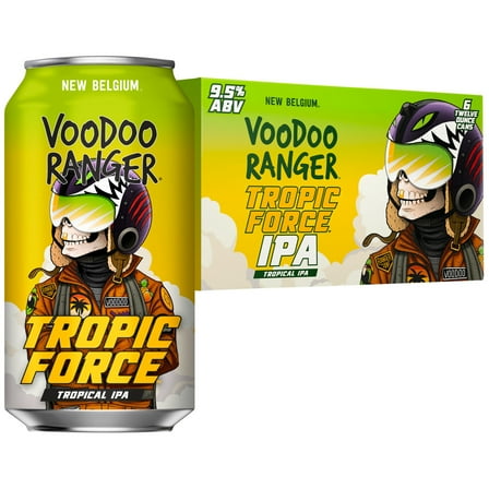 New Belgium Voodoo Ranger Tropic Force IPA Craft Beer, 6 pack, 12 fl oz Cans, 9.5% ABV
