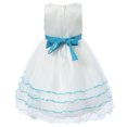 thumbnail image 2 of Girls White Blue Floral Embroidered Layered Dress 11/12, 2 of 7