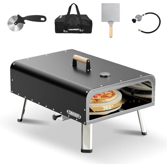 Ficisog 16" Wood Gas Outdoor Multi-Fuel Rotatable Pizza Oven