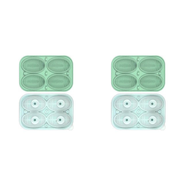 2PC Baby Popsicle Molds Silicone Ice Cube Moulds Set Sphere Giant Ice Maker With Lid Easy To Release Large Football/Basketball/Rugby Ice Cube Trays For Whiskey Cocktails Baby Food Green