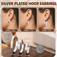 thumbnail image 4 of YOUNGYUE Silver Plated Hoop Earrings for Women, 50mm Hypoallergenic Thick Silver Hoops with Cubic Zirconia, 4 of 7