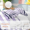 thumbnail image 2 of 3 Piece Anchor Purple Duvet Cover Set Full Size,Microfiber Comforter/Quilt Cover with Corner Ties and 2 Pillowcases,Modern Navy Blue White Striped Nautical All Season Soft Bedding with Zipper Closure, 2 of 8