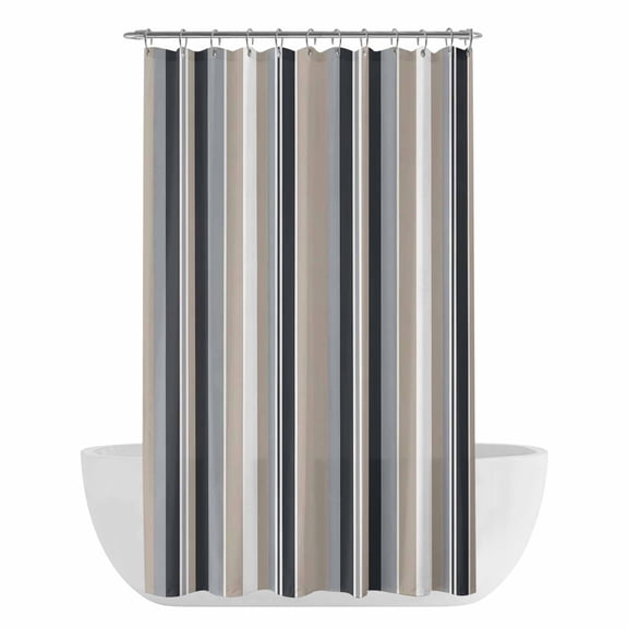 Xipuska Black Grey Brown Striped Shower Curtain - Water Repellent Fabric Shower Curtains Washable, Modern Stripes Art Farmhouse Decorative Polyester Cloth Bathroom Curtains Modern Bath Decor 36"x72"