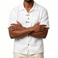 thumbnail image 6 of UVEASISHA Denim Shirt Men Short Sleeve Button Down Mens Shirts Check Pocket Casual Western Cowboy Shirts Vintage Washed Travel Shirt White M, 6 of 6