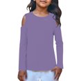 thumbnail image 6 of Efsteb Girls Long Sleeve Shirts Kids Solid Color Graphic Tee Crew Neck Long Sleeve T Shirts Soft Comfy Loose Casual Pullver (Purple,7 Years), 6 of 6