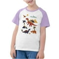 thumbnail image 5 of vokkrv Girls Boys Short Sleeve Cartoon Print T Shirts Kids Summer Tops Crewneck Tees 3-14 Years Purple 7 Years, 5 of 6