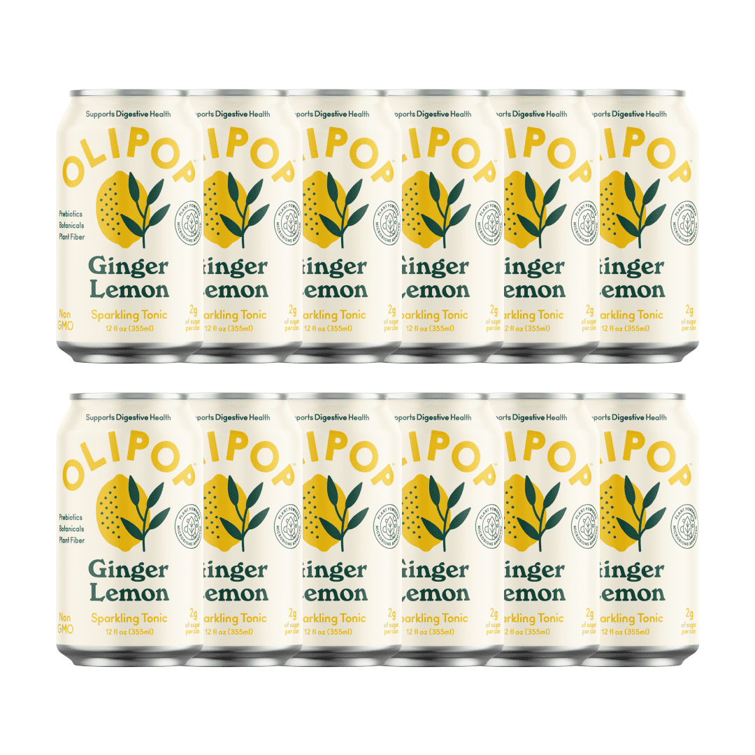 OLIPOP Ginger Lemon, A New Kind of Soda, 12 fl oz (12 pack)