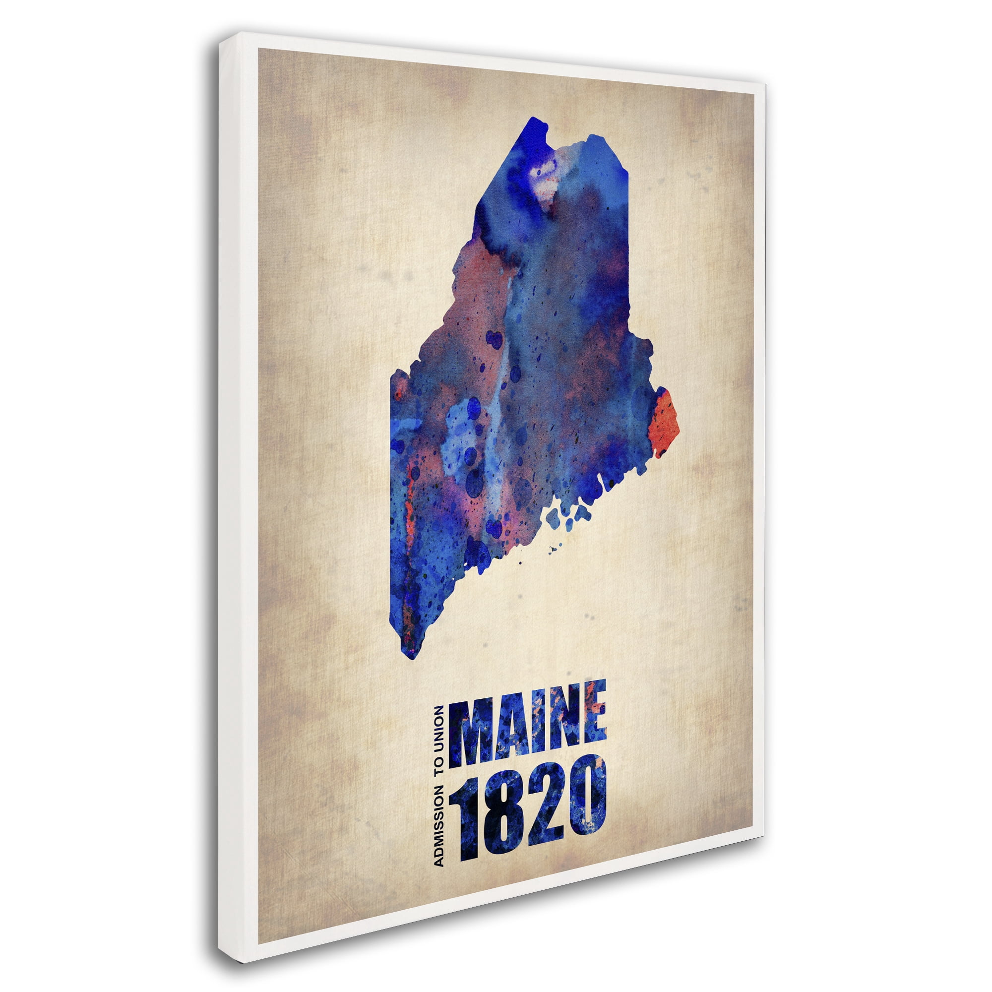 Trademark Fine Art "Maine Watercolor Map" Canvas Art by Naxart