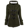 thumbnail image 2 of LEEYNEER Women Horn Buttons Cardigan Padded Hooded JacketOvercoat Black 2XL, 2 of 3