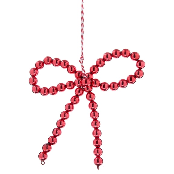 Red Beaded Bow Christmas Ornament, 6", by Holiday Time