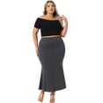 thumbnail image 3 of DARING DIVA Women's Plus Mermaid High Waist Knit Bodycon Long Skirts 2X Gray, 3 of 6