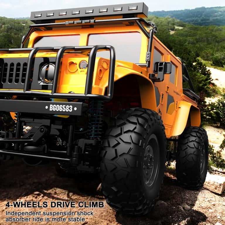 Alloy RC Off-Road Car, 2.4GHz 4WD Remote Control Truck with Metal Frame, LED Turn Lights, 100m Range for Outdoor Racing