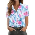 thumbnail image 2 of Weiqiqre Oversized Tshirts for Women Summer Beach Shirt Tropical Shirts Womens Hawaii Button Down Short Sleeve Blouses Button Up Tops, 2 of 6