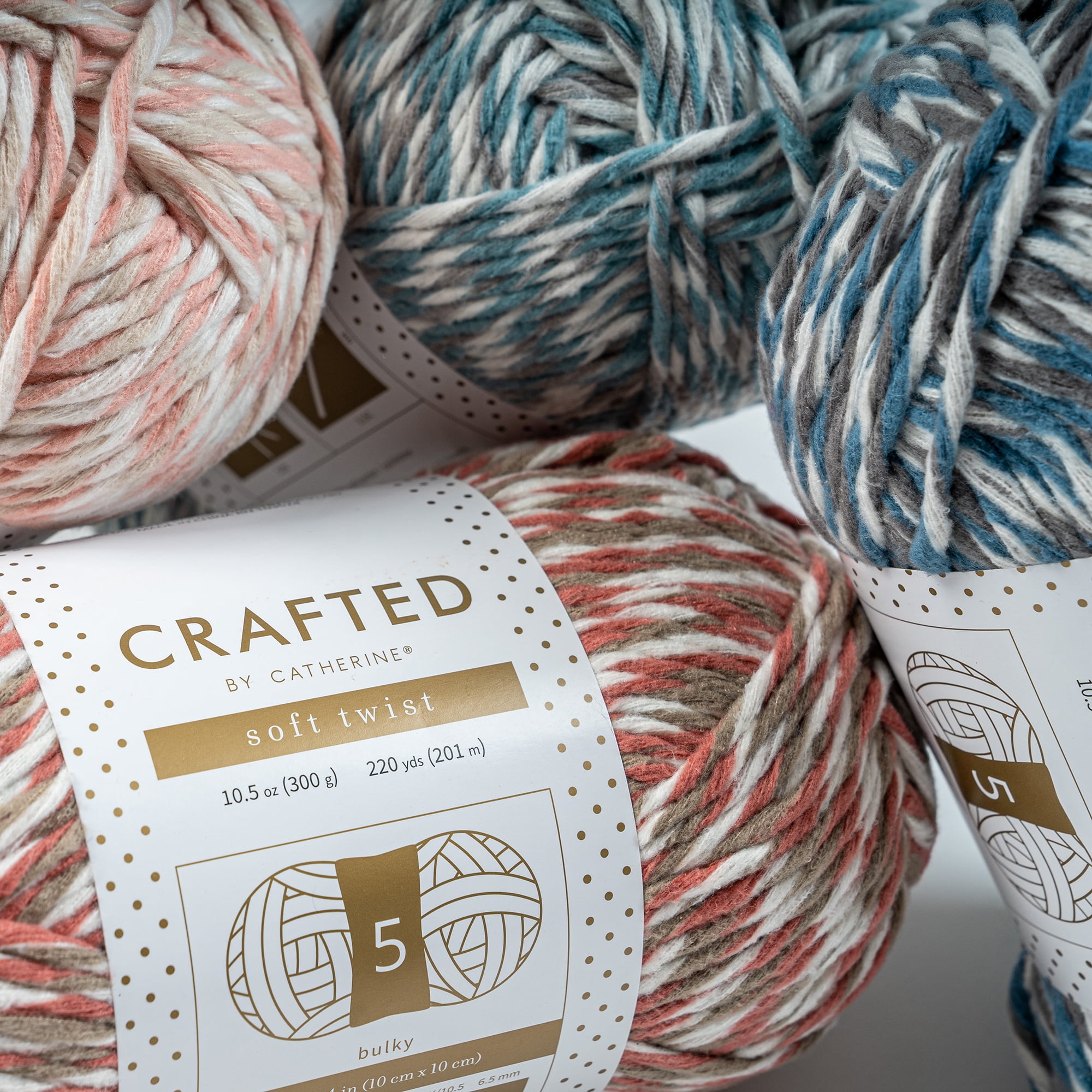 Crafted by Catherine Brick Soft Twist Bulky Yarn, 220 yards, 10.5oz/300g (2 Pack)