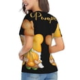 thumbnail image 3 of Fuzoiu Pumpkin Pie Gnome Print Women's Classic V-Neck T-Shirt, Short Sleeve V Neck Tees for Casual Everyday Wear,Casual Fit Tee,Summer Fashion Tops-XX-Large, 3 of 5