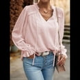 thumbnail image 4 of Blusa Informal de Verano para Mujer, con Lunares Suizos, Cuello en V, Larga, Holgada y Elegante, Ideal para Oficina. Rosa M, 4 of 10