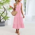 thumbnail image 1 of TaTaai Ladies V Neck Sleeveless Midi Dress Solid Color Casual Summer Slip Stretch Fabric Shift Everyday Basic Dress Gift, 1 of 9