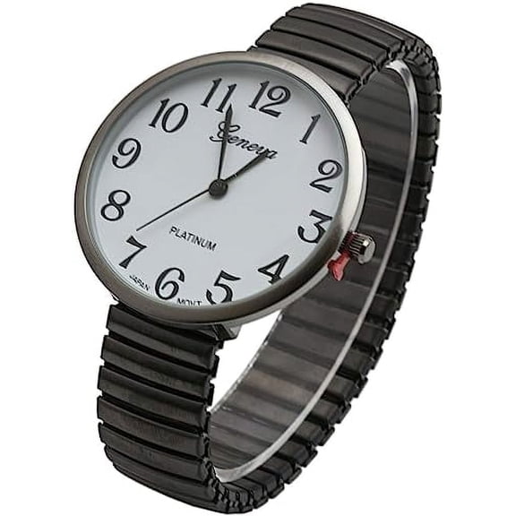 Blekon Collections Women's Super Large Face Stretch Band Watch, Japanese Movement PC21J, Adults