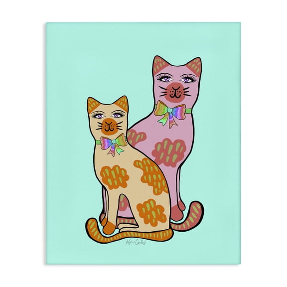 Stupell Industries Modern Funky Cats on Turquoise Canvas Art, 16 x 20, by Katie Conley