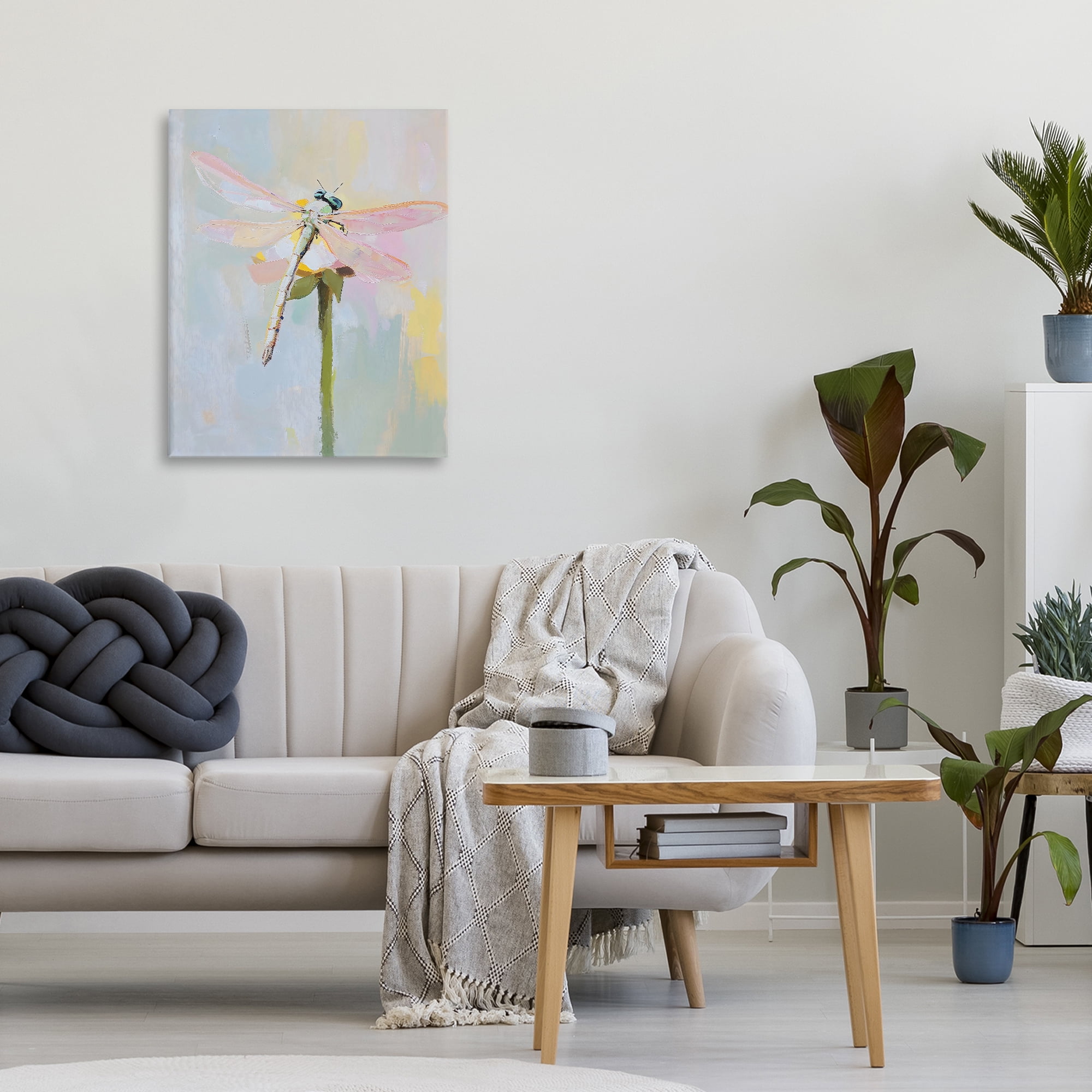 Stupell Industries Pastel Dragonfly Landing Canvas Wall Art, design by The Prints Vibe