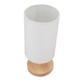 thumbnail image 3 of Lámpara de mesita de noche con base de madera y pantalla de tela para dormitorio, enchufe europeo de 110 a 240 V, color blanco, 3 of 14