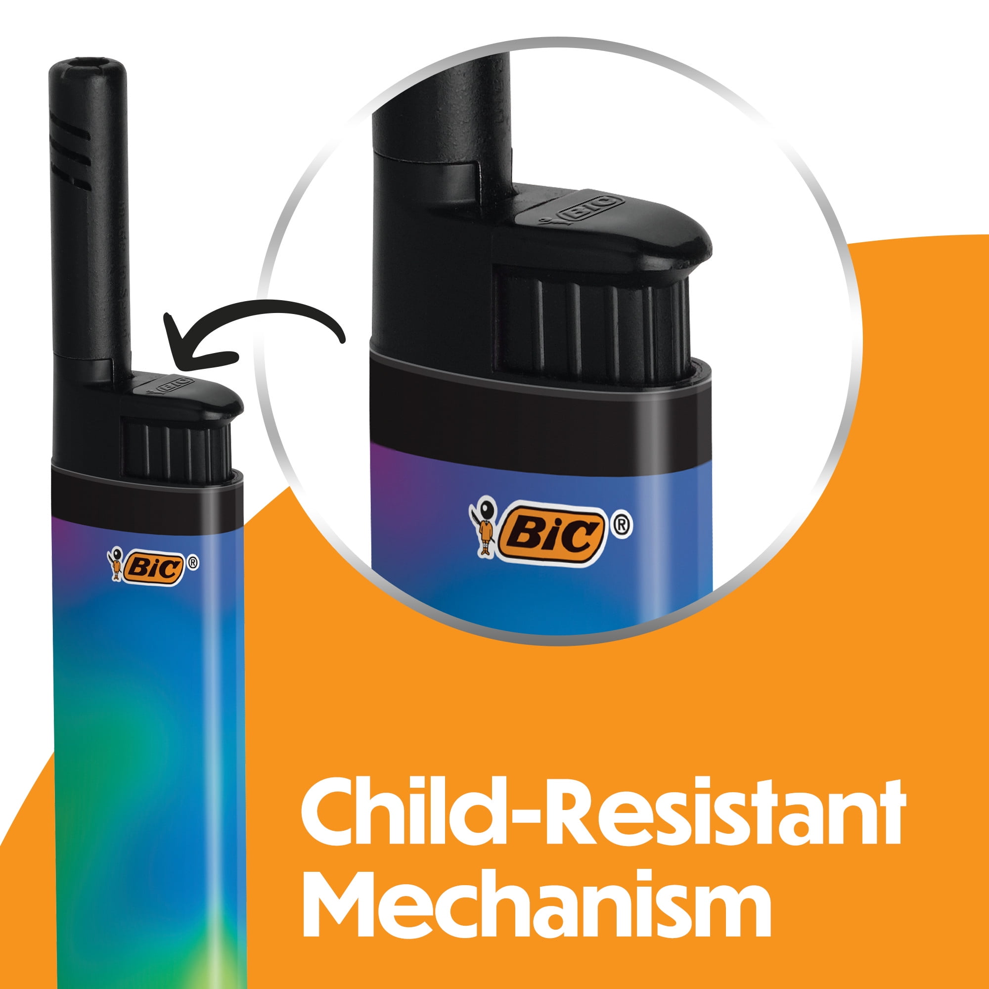 BIC EZ Reach Lighter, Gradient Series, 6 Pack (Assortment of Colors May Vary)