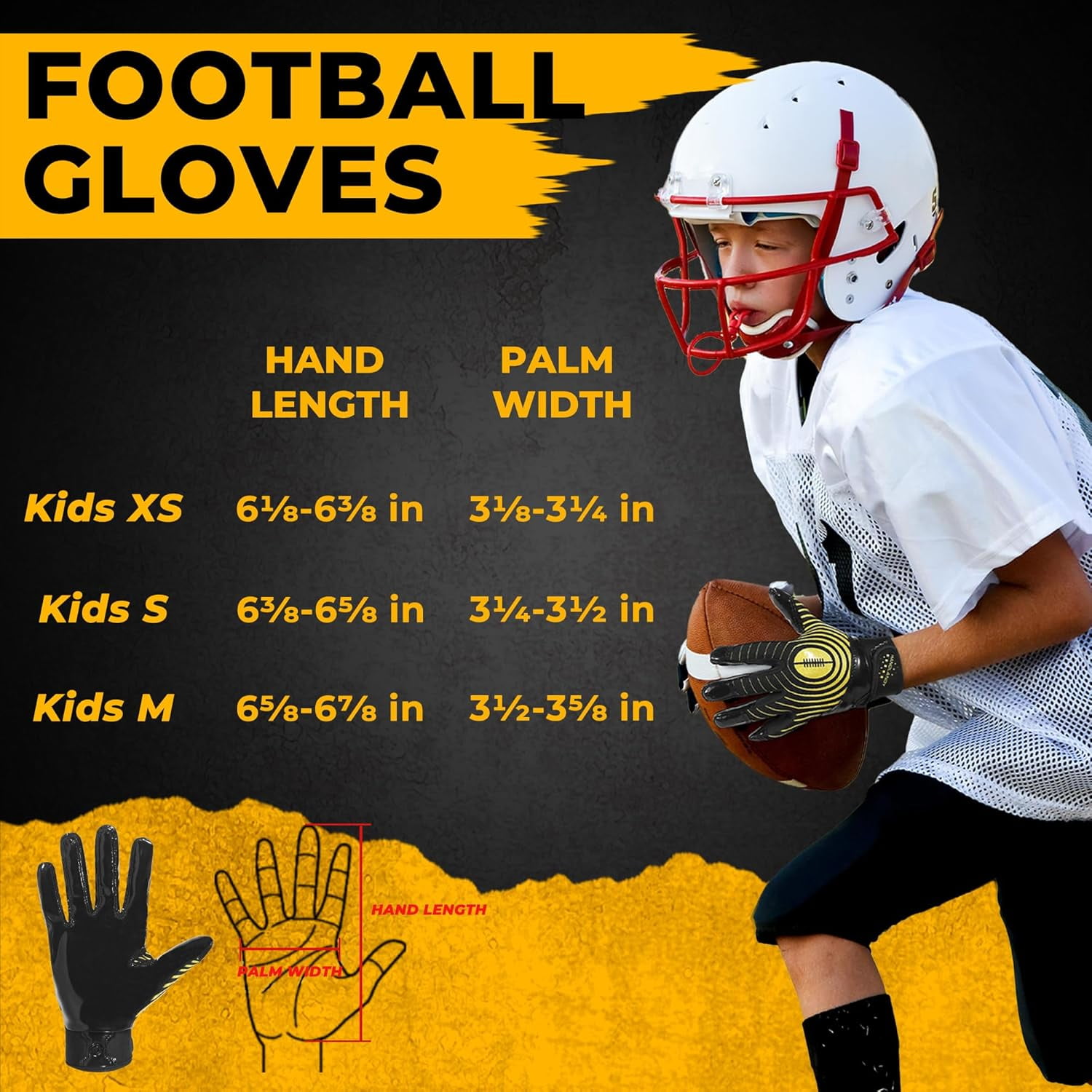 Youth Football Gloves, Kids Sticky Receiver Gloves,Super Grip Football Glove Best Gift for Boys,Girls