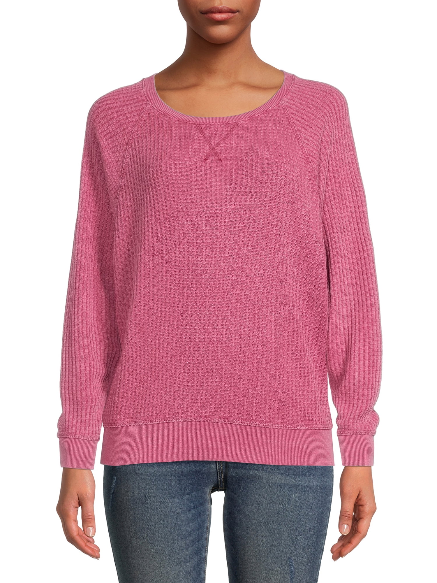 Time and Tru Women's Waffle Knit Pullover