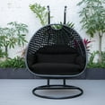thumbnail image 2 of LeisureMod Mendoza Charcoal Wicker Hanging 2 Person Egg Swing Chair with Stand & Black Cushions, 2 of 9