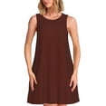 thumbnail image 1 of Fotbe Brown Vestido de Verano sin Mangas para Mujer – Vestido Midi Línea A, Estilo Camiseta Floral, Vestido Playero Casual y Fluido, 1 of 7