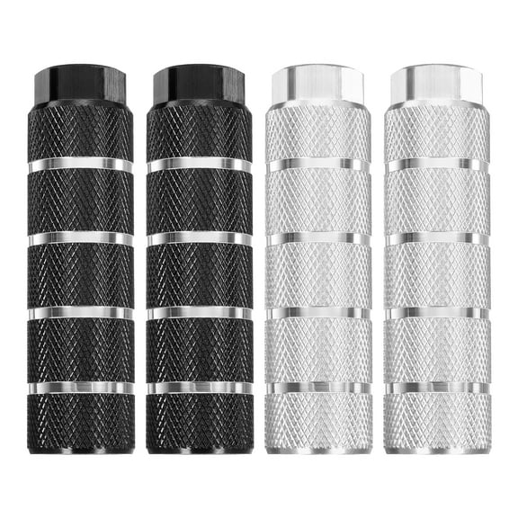 Uxcell 2 Pairs Bike Pegs Aluminum Alloy Rear Stunt Pegs Anti-Skid Stripe Back Seat Stands fit 3/8" Axles for Mountain Bike, Black & Silver