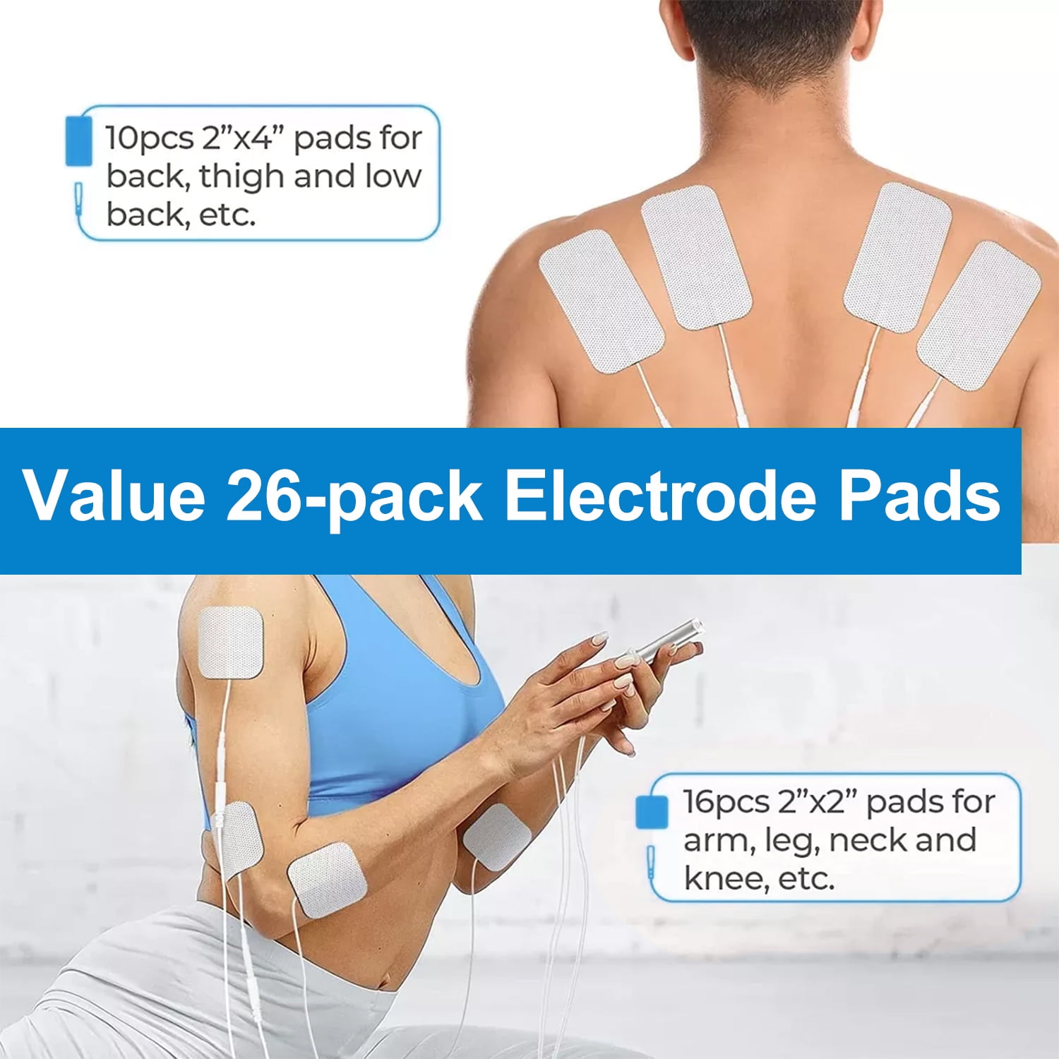 INSMART TENS Unit Rechargeable Muscle Stimulator EMS Dual Channel with 10 Reusable Electrode Pads 60 Modes for Back Neck Pain Muscle Therapy Pain Management Pulse Massager (Upgrade)