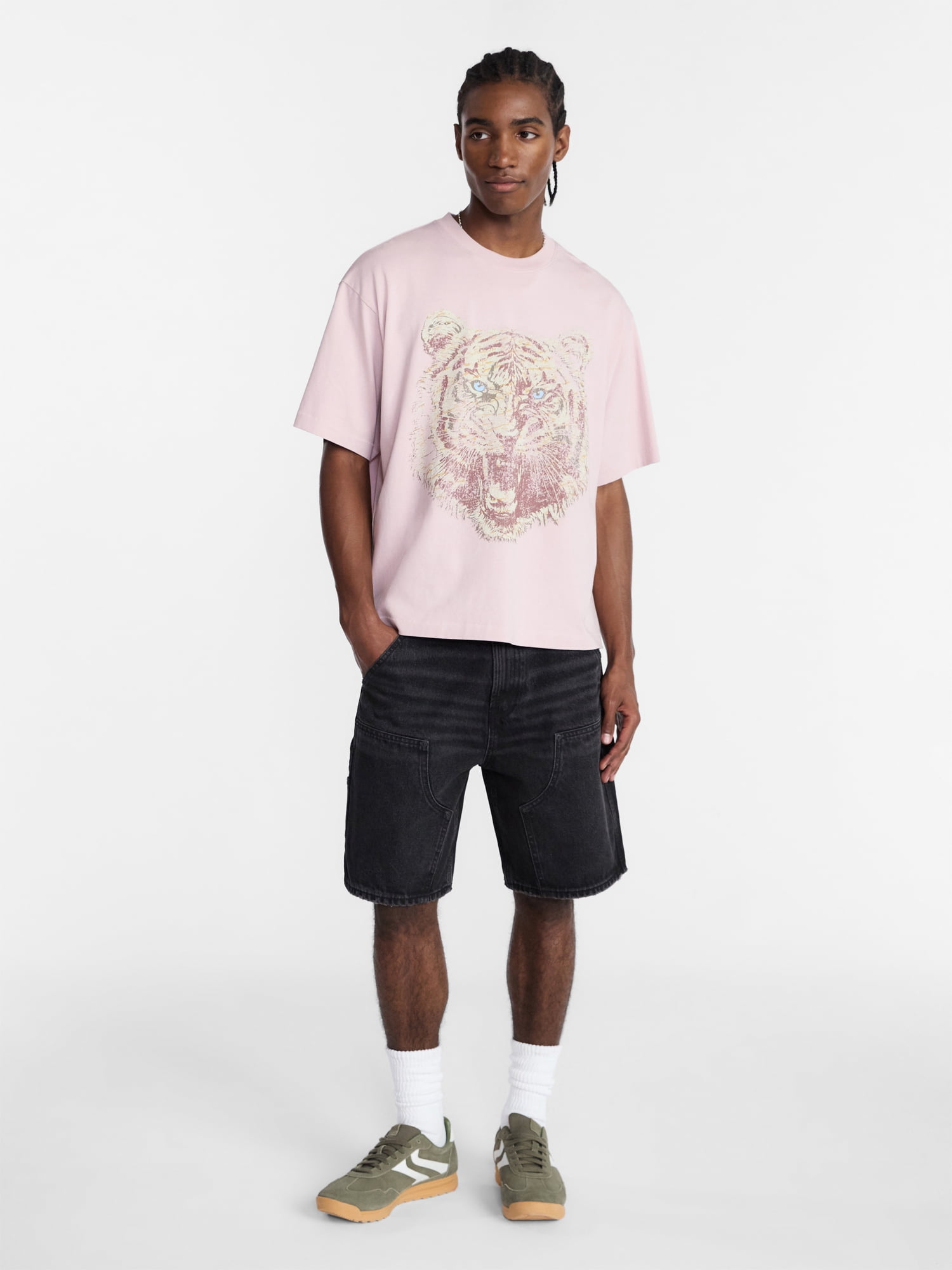 No Boundaries Boxy Fit Heavyweight Graphic Tee Shirt, Men's XS-4XLT