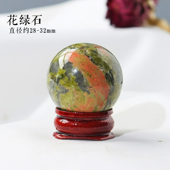 Zhuge 1 piece of mixed color natural crystal original stone ball with base, planetary science popularization mineral logo ornament Seven Star Gust Water Ball