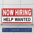 thumbnail image 3 of Now Hiring Help Wanted 13 oz Heavy Duty Vinyl Banner All Position Jobs Available Help Wanted Sign for Business Advertising Indoor/Outdoor Single-Sided with Metal Grommets (1.5x5 ft, Wh & Re & Bk), 3 of 6