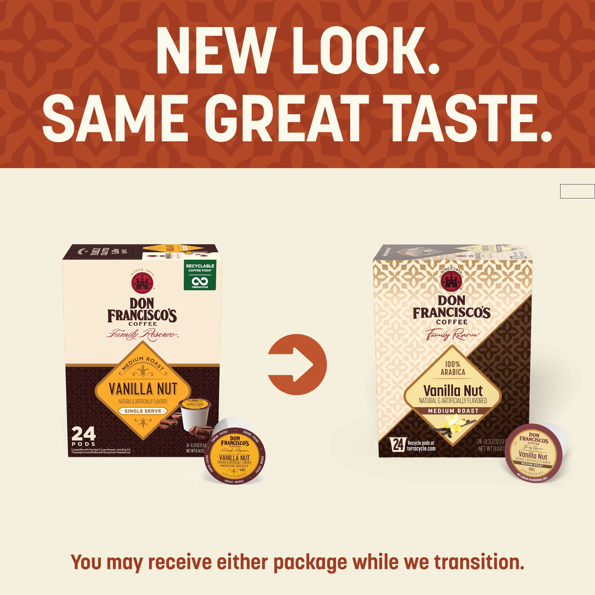(3 pack) Don Francisco's Coffee Vanilla Nut Medium Roast Coffee Pods 24 Count 100% Arabica