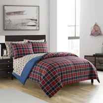 Dearfoams Super Soft 7-Piece Red Tartan Plaid Bed in a Bag Bedding Set, King