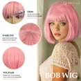 thumbnail image 3 of Phocas Pink Bob Wig for Women Short Pink Bob Wigs with Bangs Straight Heat Resistant Fiber Hair for Daily Party Use 10Inch, 3 of 8