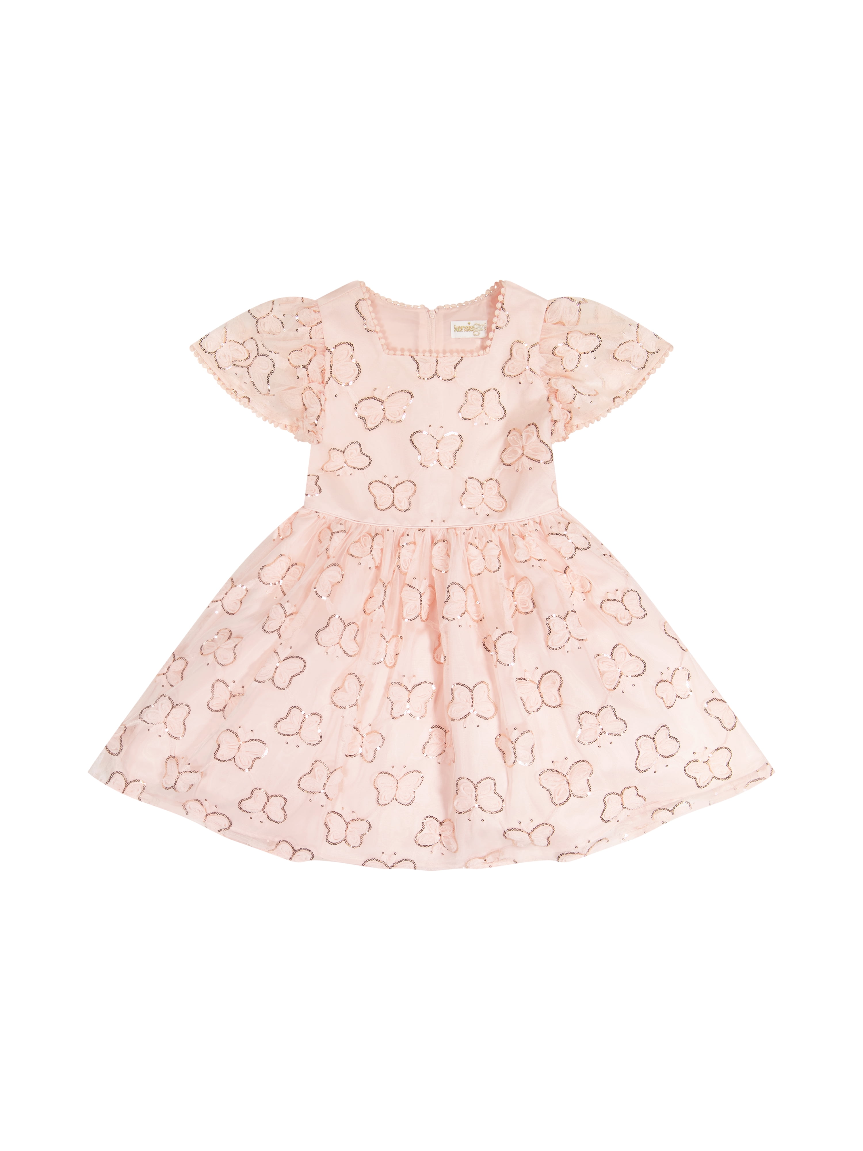 Kensie Girl Cap Sleeve Sequin Butterfly Soutache Mesh Dress, Sizes 4-16