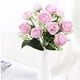 thumbnail image 4 of Billuyoard Brotes de flores de rosas artificiales, ramo de flores falsas de tela de seda para boda, decoración Floral Flores artificiales morado claro, 4 of 6
