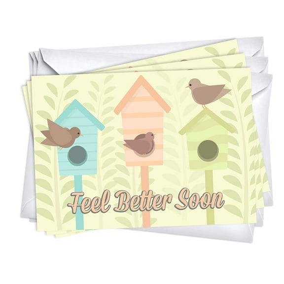 Birdhouses Get Well Soon Greeting Cards | 1 Pack Single (5x7)