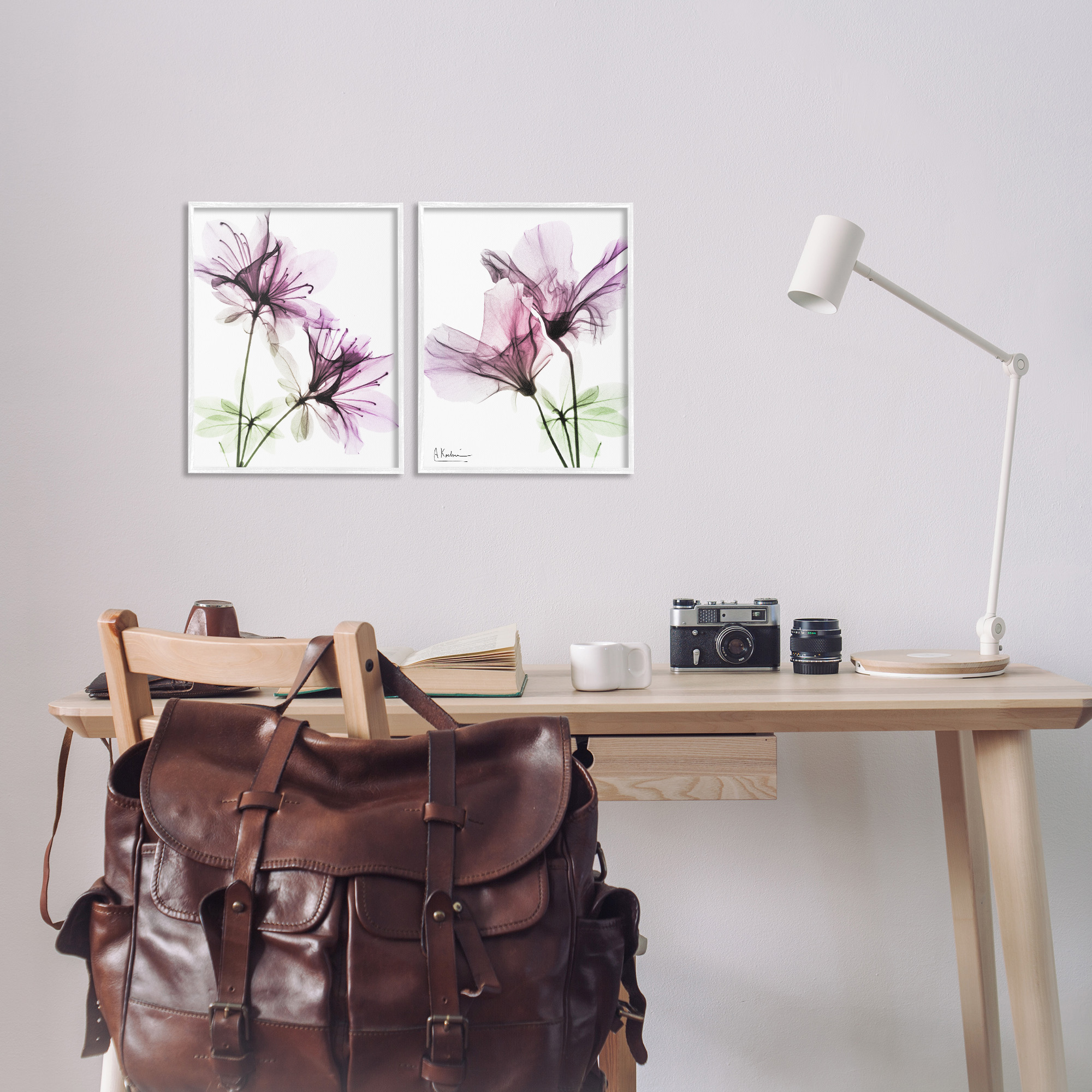 Stupell Industries Purple Flower Bloom Design Botanical & Floral Photography White Framed Art Print Wall Art, 11 x 14, Set of 2