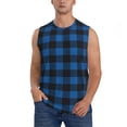 thumbnail image 2 of Picia Blue Black Plaid mens Cotton Tank Undershirts , Moisture-wicking Ribbed Tanks, Lightweight Cotton Tank Undershirts-Small, 2 of 8