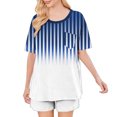 thumbnail image 7 of Miluxas Womens 2 Piece Lounge Set Striped Summer Casual Oversized Shirts Biker Shorts Matching Airport Travel Outfit Clothes Blue S(S), 7 of 7