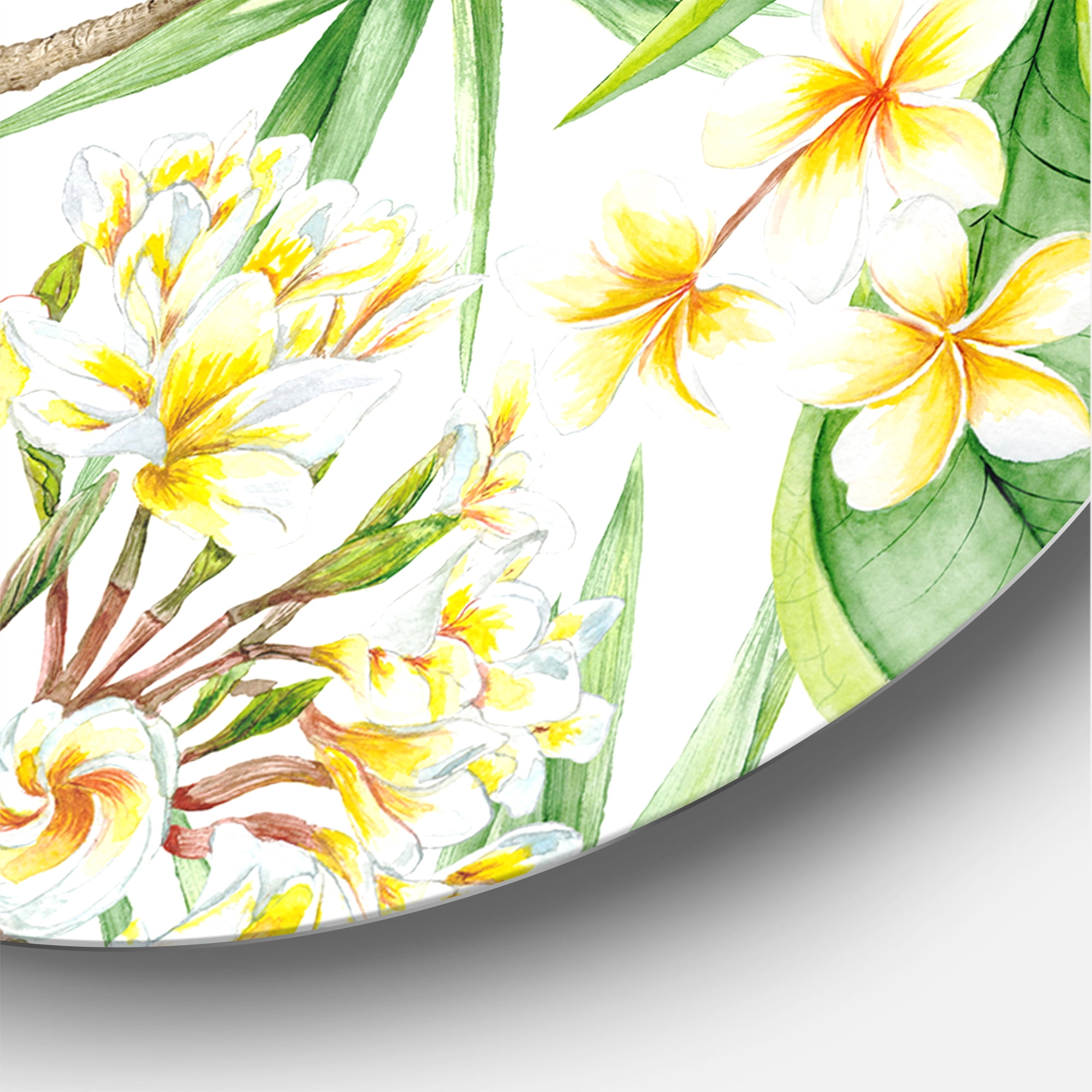 Designart 'Yellow Flowers and Tropical Foliage VI' Modern Circle Metal Wall Art 29x29 - Disc of 29