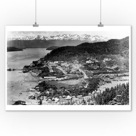 Alaska Aerial Photo - Cordova, Alaska - Aerial View of Town Photograph (9x12 Art Print, Wall Decor Travel Poster)